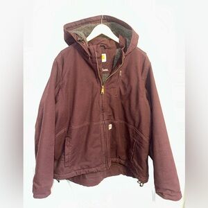 Carhartt Maroon Hooded Sherpa Lined Women’s Duck Jacket